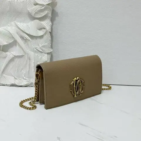Roberto Cavalli RC Logo Beige Shoulder Sling Bag With Original Box