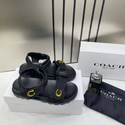 Coach Monogram Black Sandals Flats For Women With Original Box And Dustcover