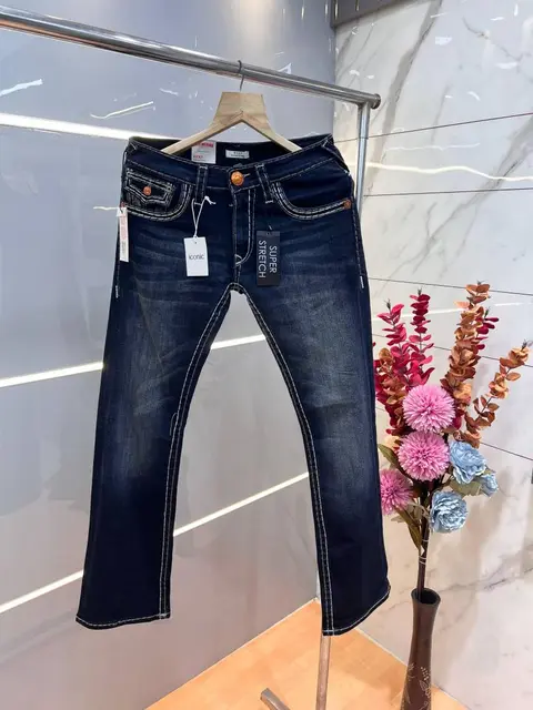 True Religio n Green Shade Premium Imported Stretchable Lycra Fabric Boot Cut Denim with Back Flap pocket Design 3490
