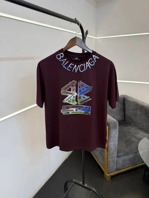 Balenciaga a oversize drop shoulder imported round neck tshirt wine