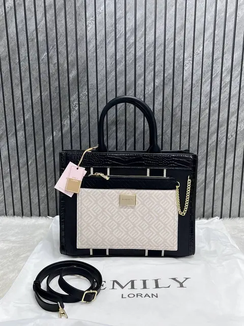 Emily Loran Black Large Satchel Bag Highend Leather Handbag With Dust Cover Packaging