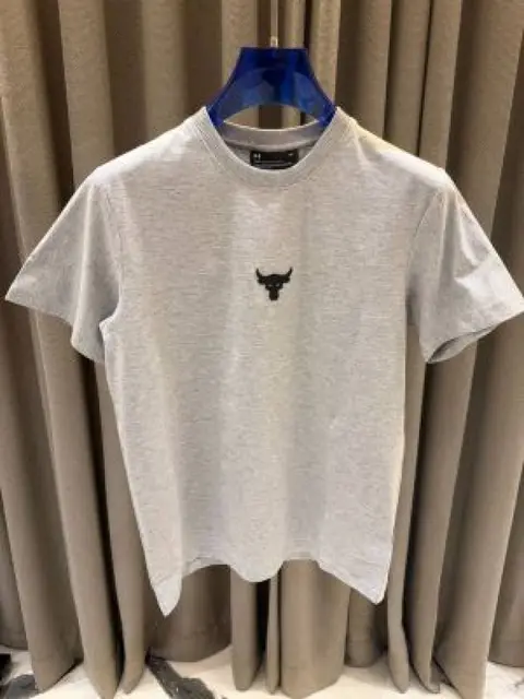 Under Armor Middle Brand Logo Round Neck T-shirt Gray