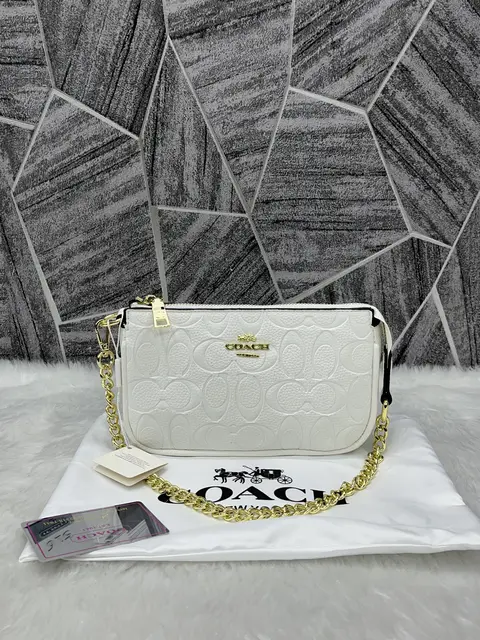 Coach Large White Wristlet With DustCover