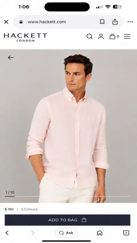 Hackett Chest Logo Full Sleeves Shirt Pink
