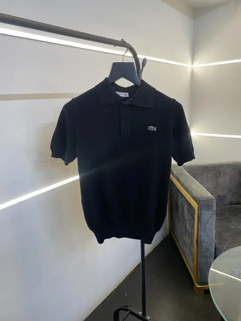 Lacoste Old money knitted fabric imported polo tshirt black sale