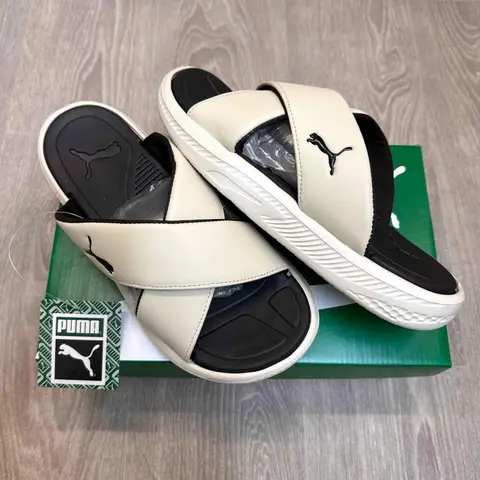 Puma Softride Seave Cross Strap Beige Slides