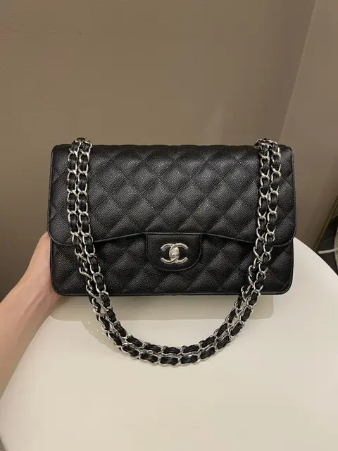 Chanel Jumbo Classic Flap Textured Black With OriginalBox