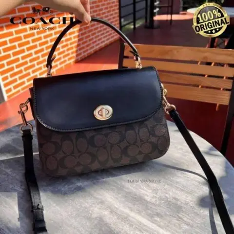 Coach Marlie Top Handle Crossbody Bag With OG Magnetic Box & Dust Bag (Black Brown-952)