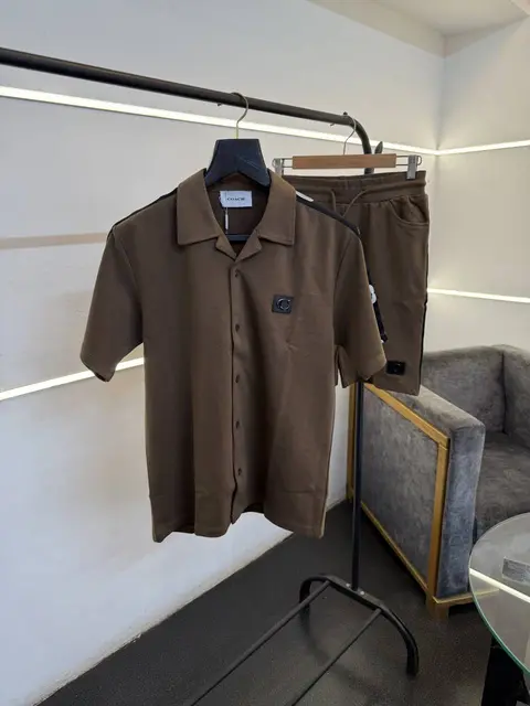 Coach imported steel logo and strips cord set brown sale