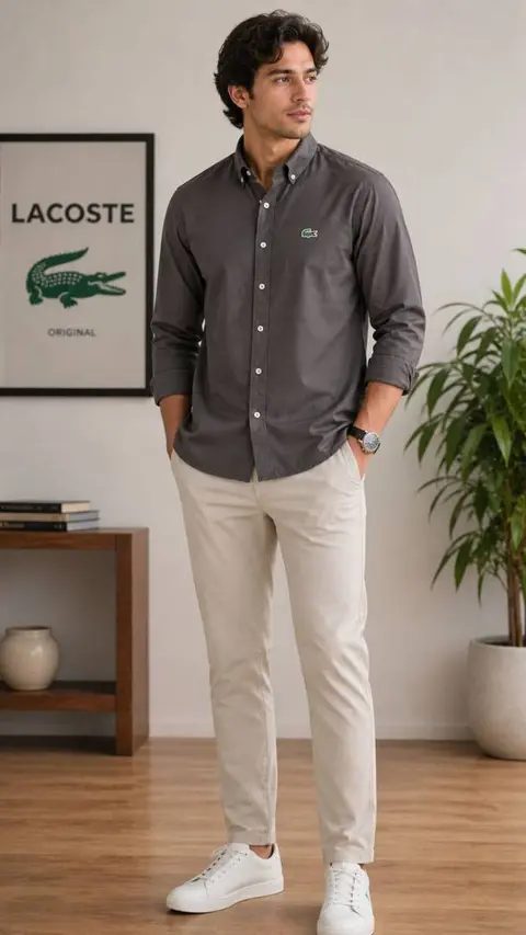 No return Lacost imported shirt Grey