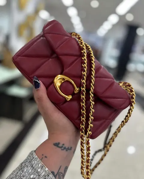 Coach Tabby 20 Quilted Wine-Gold ShoulderBag With OriginalBox DustCover