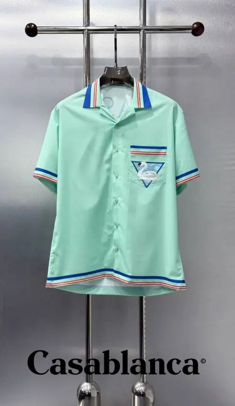 Casablanca Swan Pocket Logo Half Sleeves Shirt Green