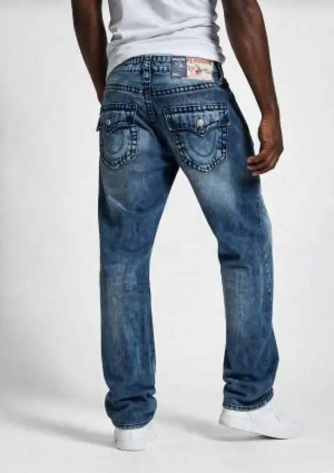 True Religion Dark shade Straight fit Premium Imported Stretchable Lycra Fabric Denim with Back Pocket Embroidered Design 3949