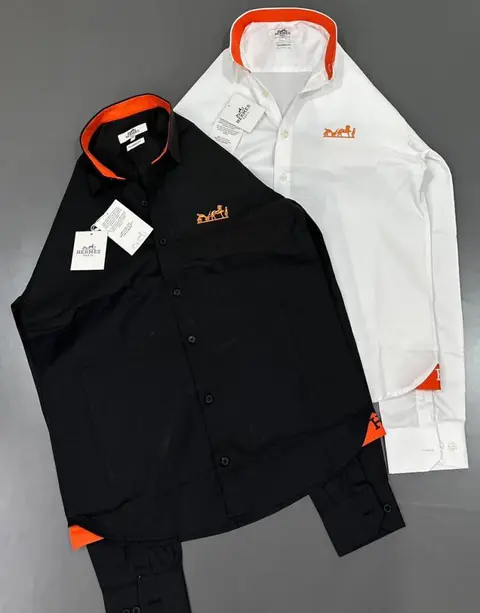 Hermes Chest Logo Full Sleeves Shirt Black