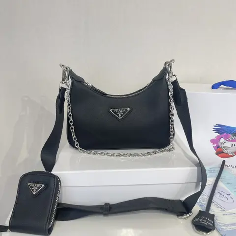 Prada Re-Edition Leather Black-Silver With OriginalBox