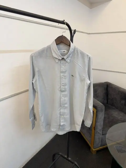 Lacoste light grey pure linen fabric imported shirt