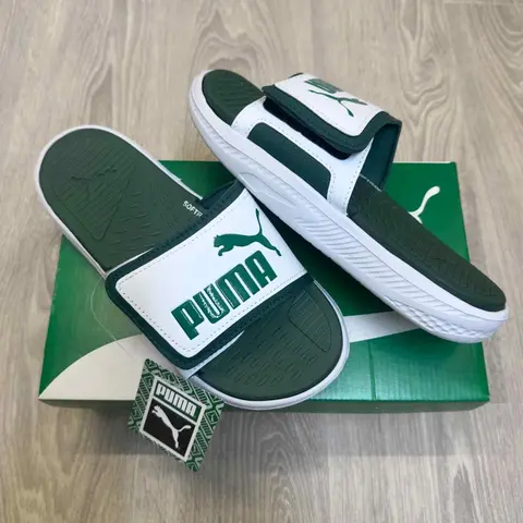Puma Softride Adjust Premium White Green Flip Flop
