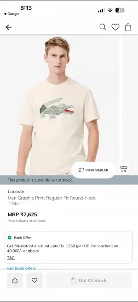 No return Lacost imported tshirt cream