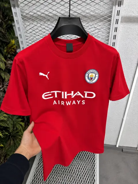 Pum Mancity Logo Round Neck T shirt Red