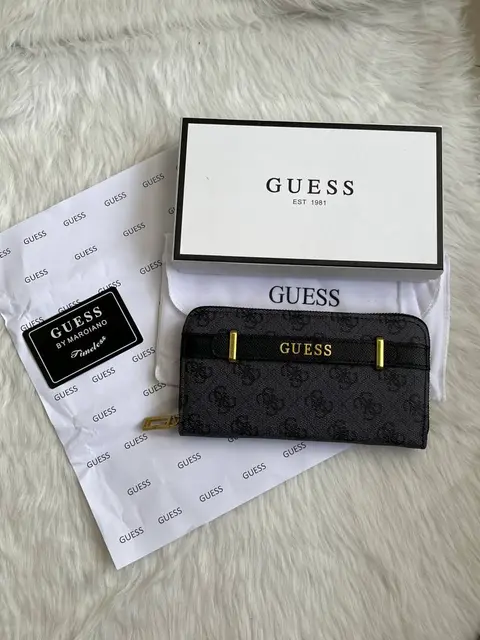 Guess 006 Gray Long Wallet With Original Box DustCover Card Packaging
