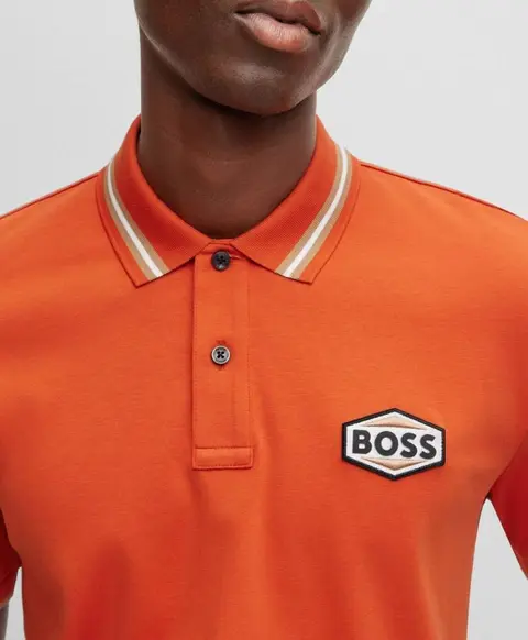 Hugo Bos premium Polo Tshirt orange logo