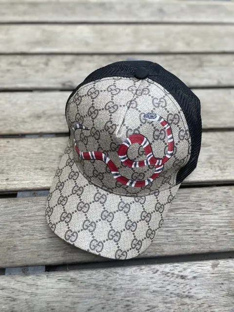 Gucci GG King Snake Print Beige Baseball Hat Premium Unisex Cap(With Box) 723