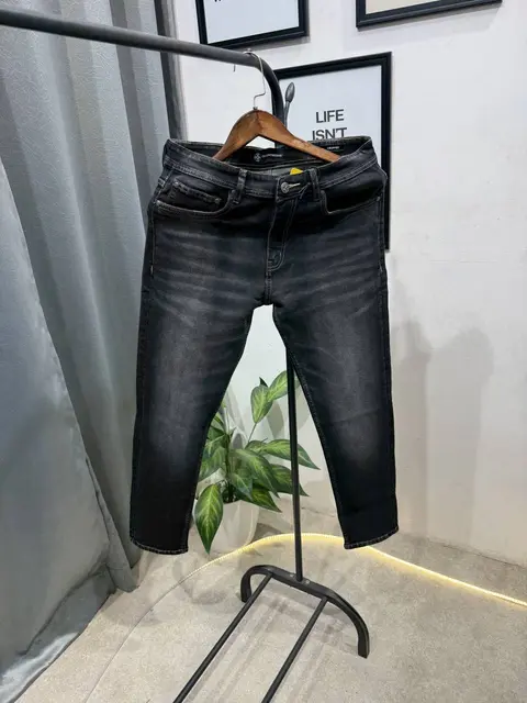 Chrome heart narrow fit imported denim with metal logo and embossed design