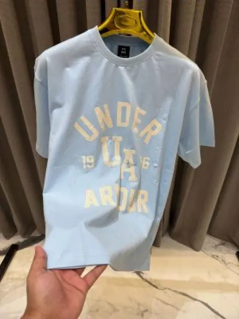 Sale Under Armor Round Neck T-shirt blue Camouflage