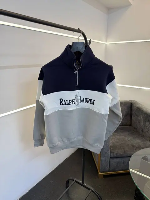 Ralph lauren imported half zip sweatshirt navy grey