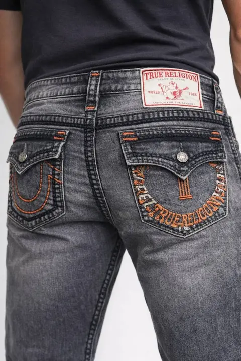 True Religio n Light Grey Shade Boot cut Premium Imported Stretchable lycra fabric Denim with back flap pocket Design 3767