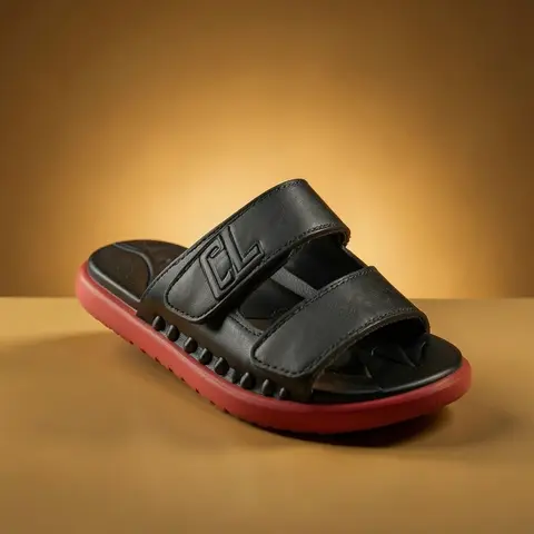 Christian Loubotin Strapt Rubber Spike Slipers Black Premium Sandals Slides