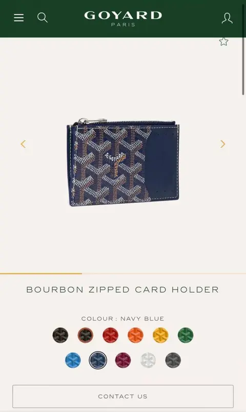 Goyarrd GO-1 Blue Bourbon Zip Card Case Wallet With Original Box & DustCover