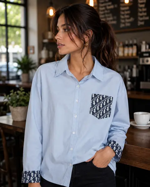 Dio Back Print Shirt Sky S110-SK