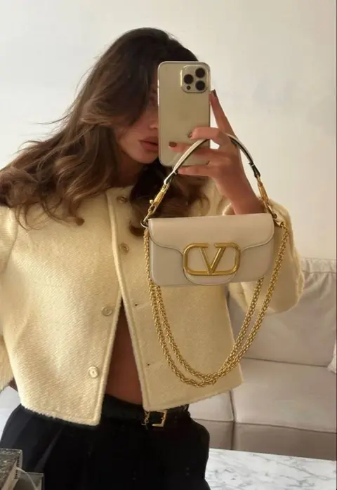Valentino V Lock White Small Shoulder Bag With Original Box