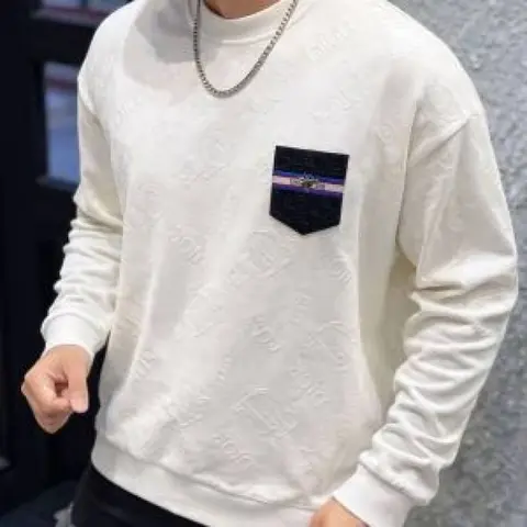 Christian Dio Pocket Full Monogram Sweatshirt White