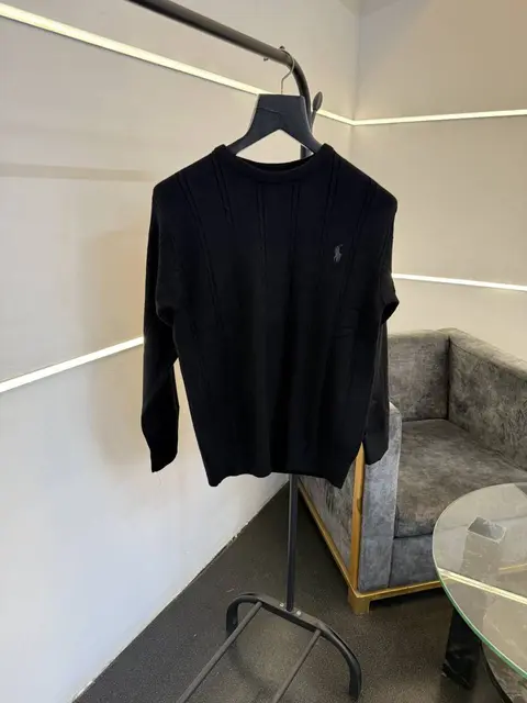 Ralph lauren imported yarn knitted sweater with embroidered logo Black