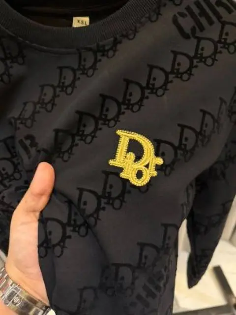 Christian Diyor Chest Logo Full Monogram Sweatshirt Black