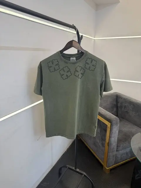 Chrome heart carbon green acid wash imported round neck tshirt