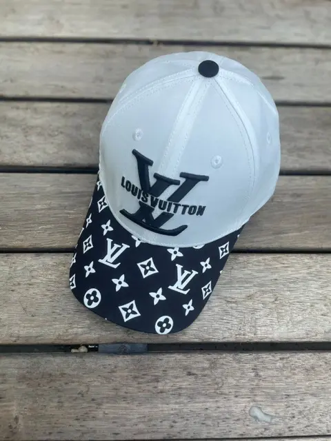 Louis Vuitton Big Logo Front Monogram Black And White Premium Unisex Cap (With Box)