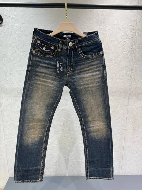 True Religio n Brown Shade Straight fit Premium Imported Stretchable Lycra Fabric Denim with Back Embroidered Design 4538