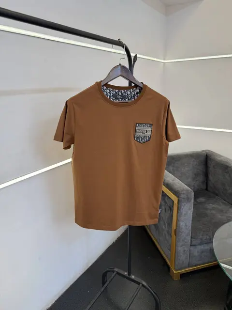 Christian diyor turkish imported round neck tshirt with brand patch brown