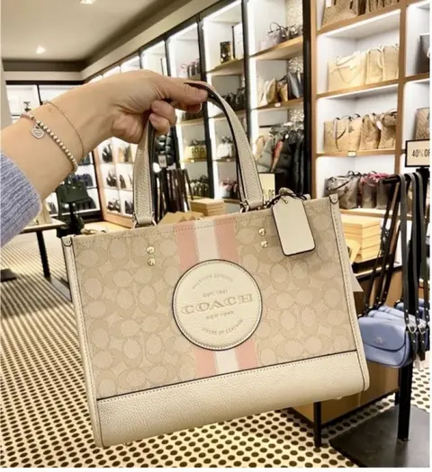 Coach Dempsey Tote With OG Box & Dust Bag & Extra Shoulder Strap (Beige Pink-716)