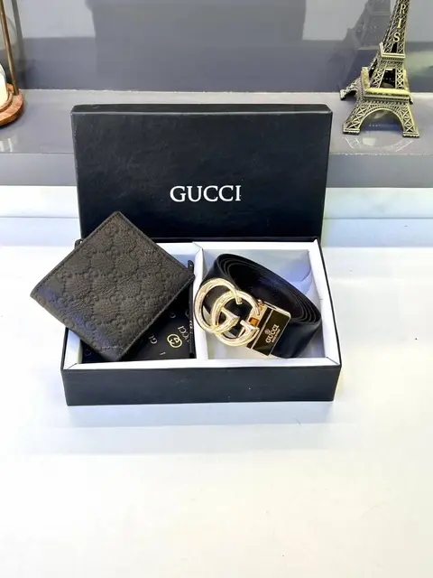 Gucci Belt & Wallet Combo Golden Brown Fa 717
