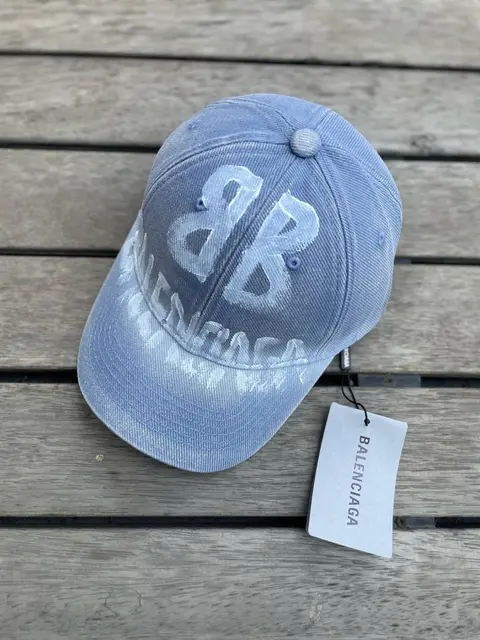 Balenciaga Denim Blue Street Graffiti Premium Unisex Cap With Safety Box