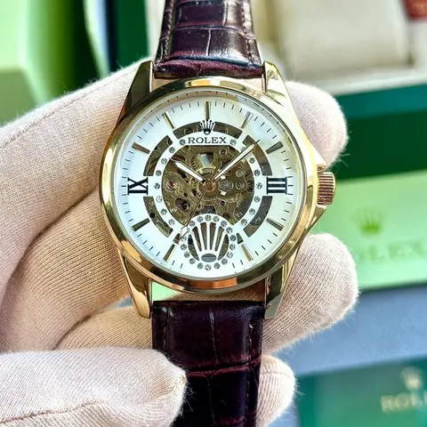 Rolex Automatic leather BrownGold