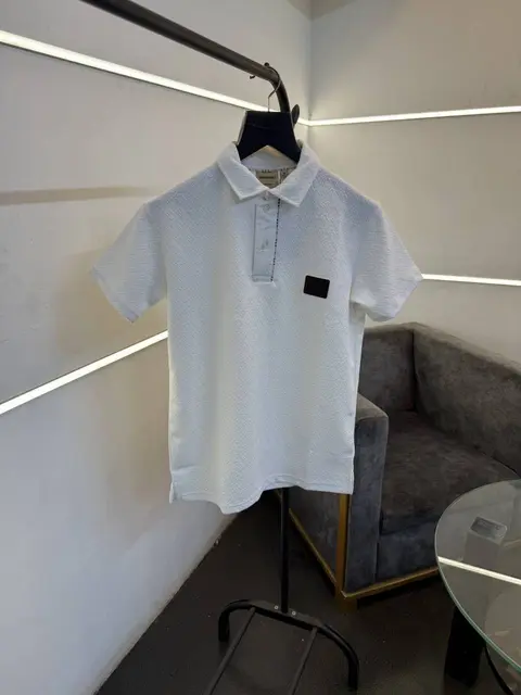 Burberry self knitted embossed print turkish imported polo tshirt white sale