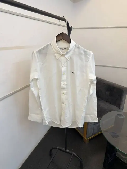 Lacoste white pure linen fabric imported shirt