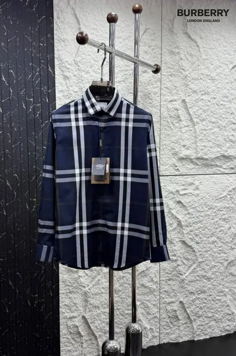 Burberry Box Pack Full Sleeves Checks Shirt Navy