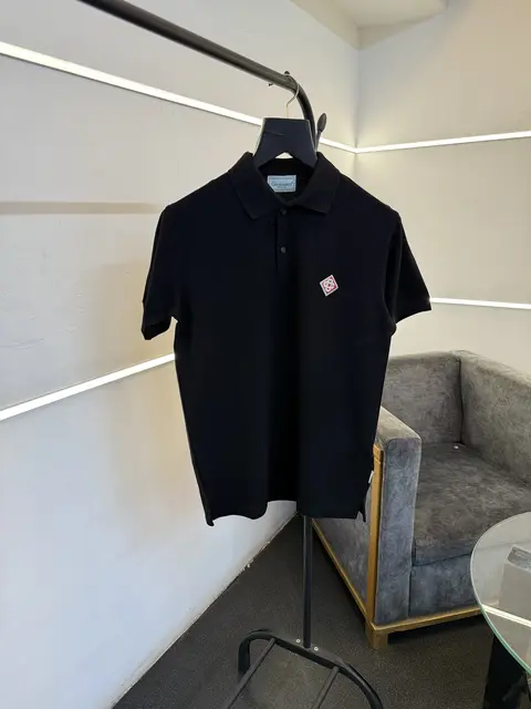 Casablanca black imported knitted fabric polo tshirt sale