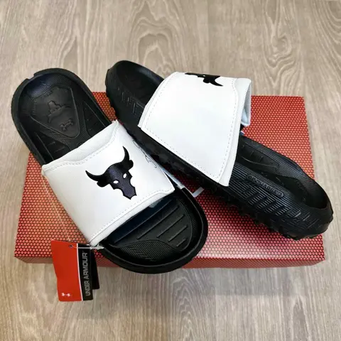 Under Armor Project Rock 3 White Black Flip-Flop